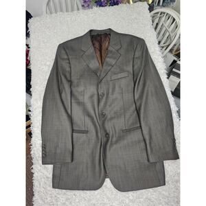 Caravelli Paris 3B Men's Blazer 40R Brown Gray Textured Superior 150's Suit Coat